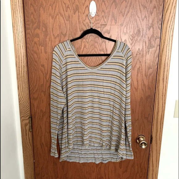 BKE Striped Waffleknit Blouse - Picture 1 of 5